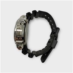 Casio G-Shock Black DW 6900 White Gold Alloy Iced Out Diamond Watch